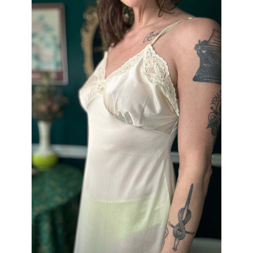 SOLD Hollywood Regency Ivory Slip Dress - Vintage 1930s Knee Length White Slip